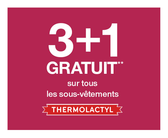 3+1 GRATUIT** sur tous les sous-vêtements Thermolactyl