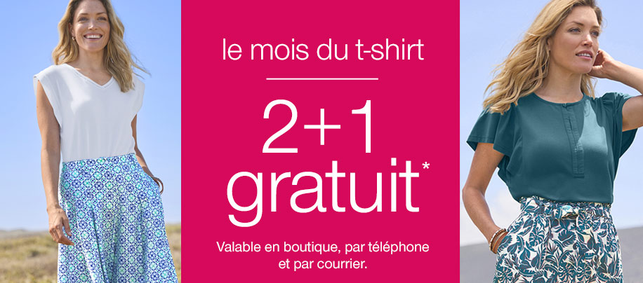 le mois du t-shirt 2+1 gratuit*