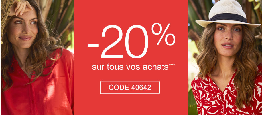 -20% sur tous vos achats. Code 40642