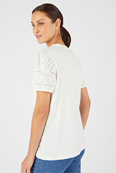T-shirt broderie anglaise pur coton