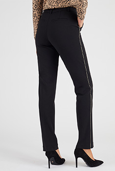 Pantalon maille crêpe stretch liserés côtés