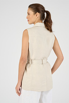 Veste-saharienne *mélange lin sans manches