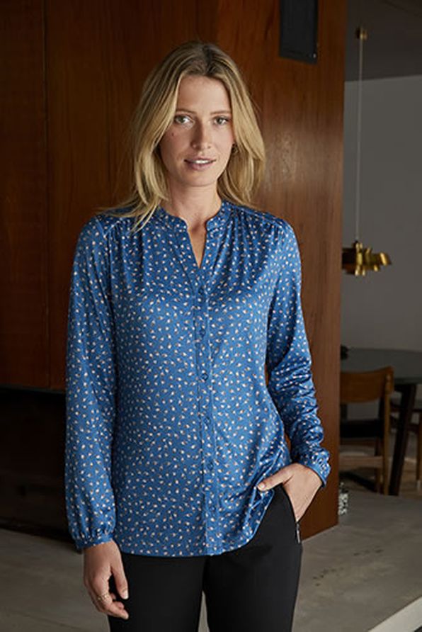 Chemisier maille stretch imprimé feuilles