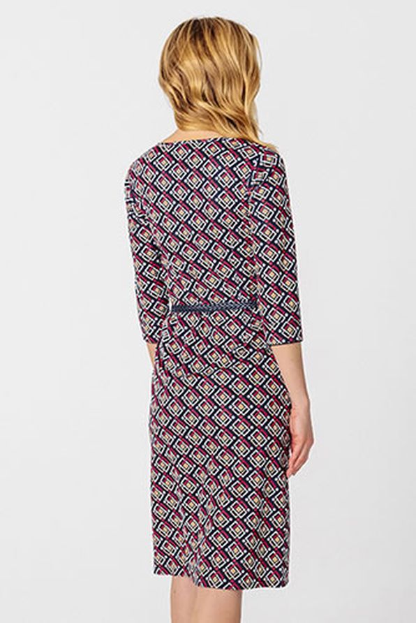 Robe maille chaude douce imprimé graphique et sa ceinture