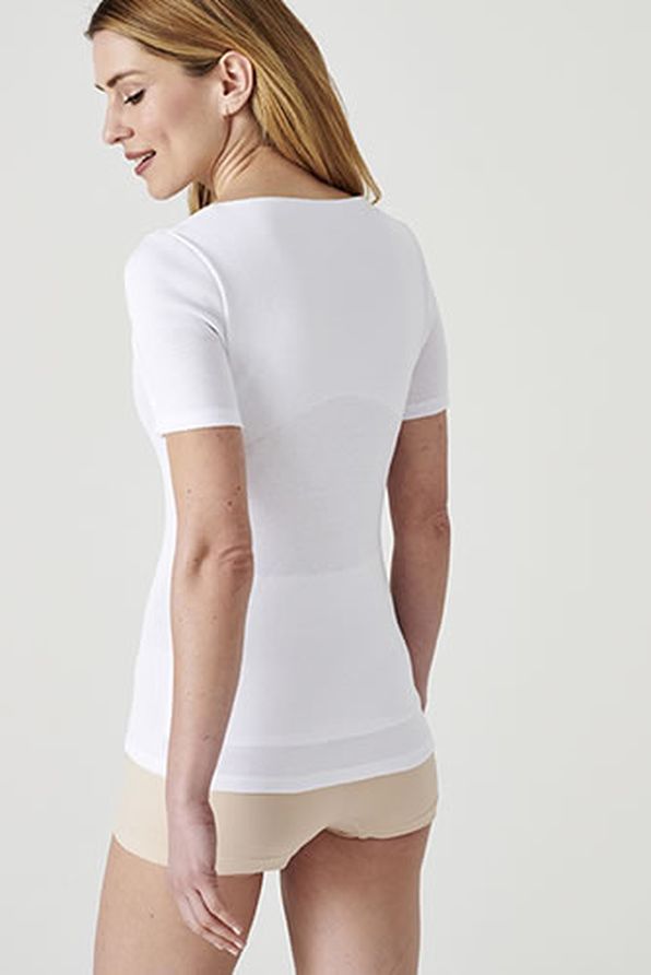 T-shirt manches courtes, col dentelle stretch Thermolactyl®