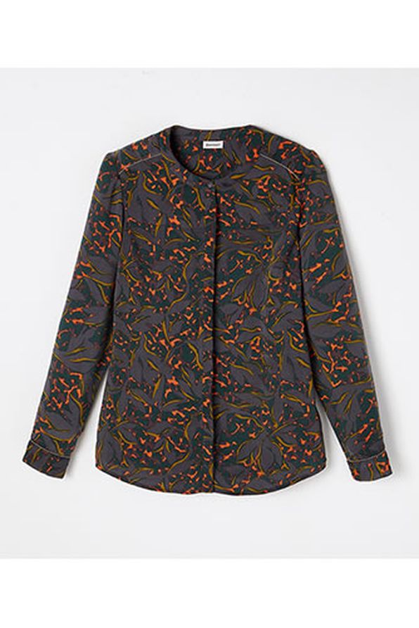 Chemisier satin mat doux et léger imprimé graphique