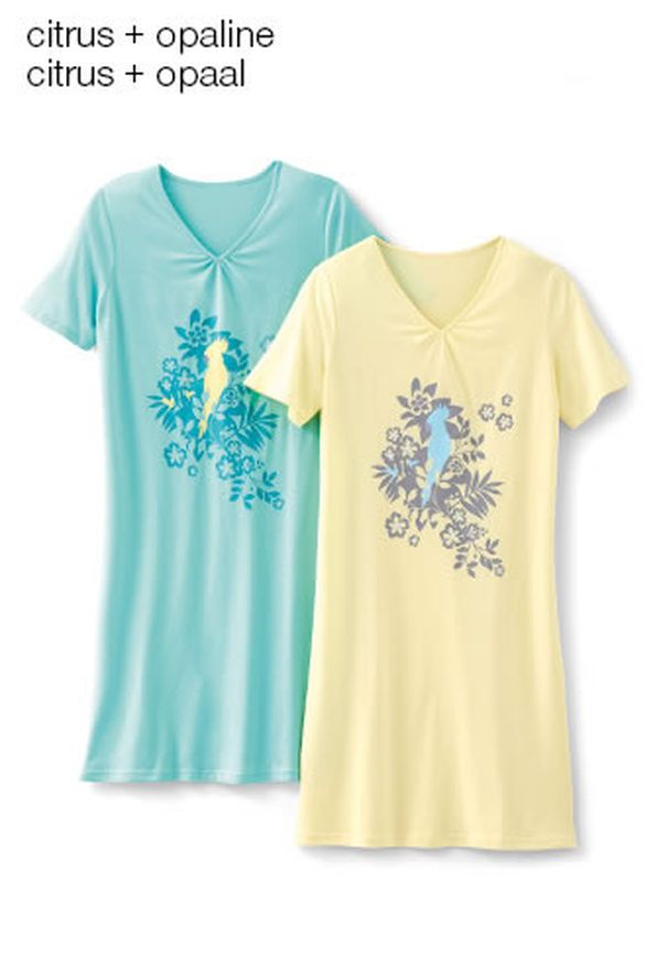 Lot de 2 chemises de nuit maille jersey pur coton peigné