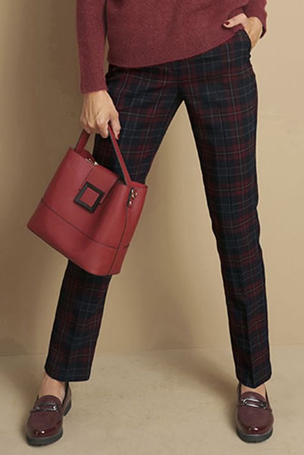 Pantalon à carreaux peu froissable plis marqués