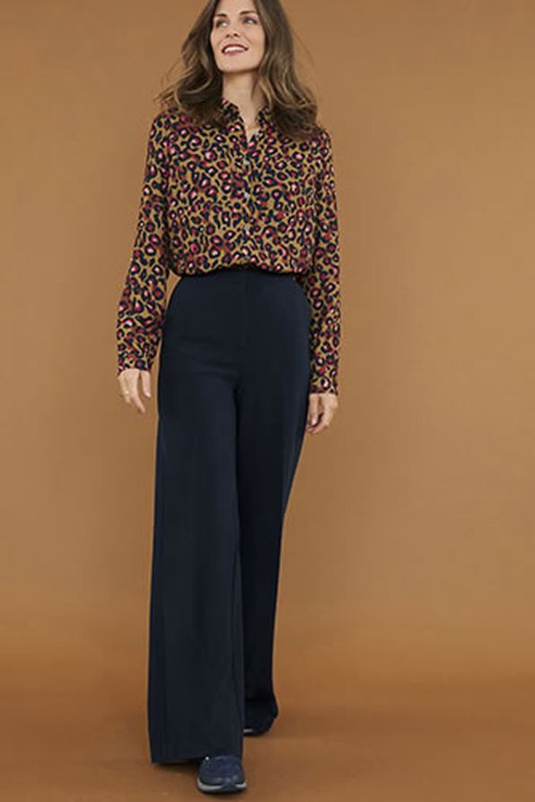 Pantalon crêpe stretch jambes larges