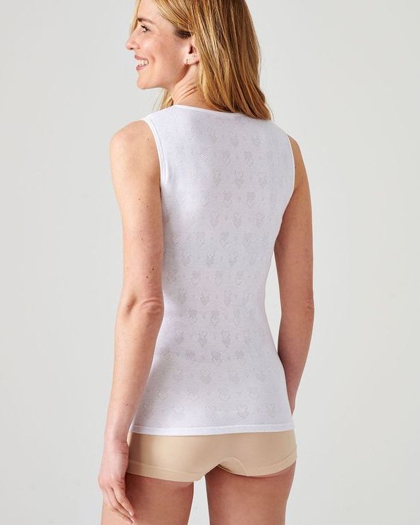 T-shirt sans manches Fine côte ajourée “cœur” Thermolactyl®