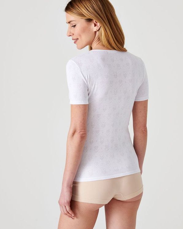 T-shirt manches courtes Fine côte ajourée “cœur” Thermolactyl®