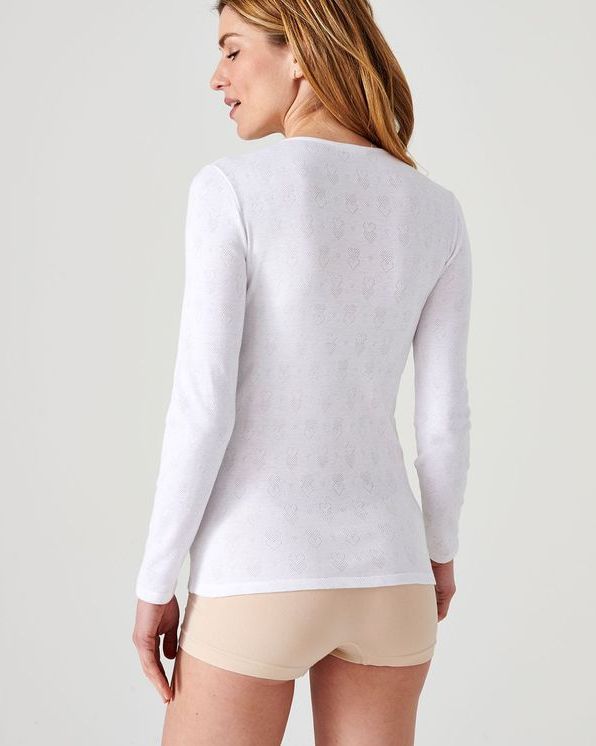 T-shirt manches longues Fine côte ajourée “cœur” Thermolactyl®