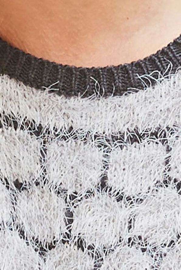 Pull maille jacquard poilue