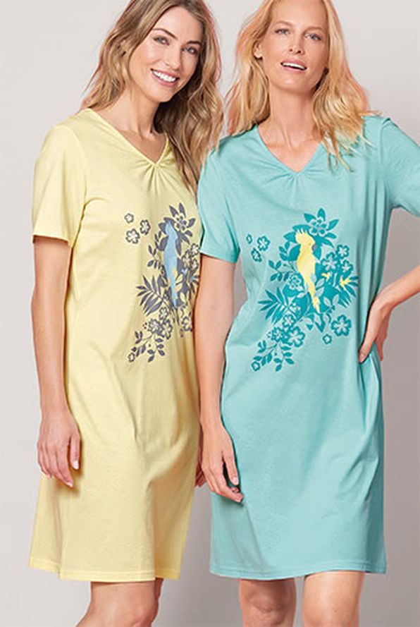 Lot de 2 chemises de nuit maille jersey pur coton peigné