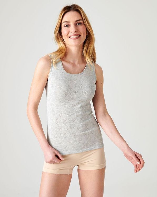 T-shirt sans manches Fine côte ajourée “cœur” Thermolactyl®