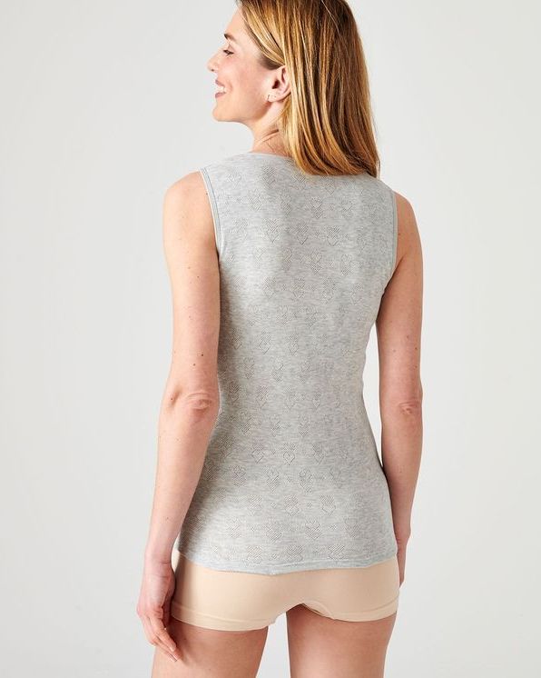 T-shirt sans manches Fine côte ajourée “cœur” Thermolactyl®