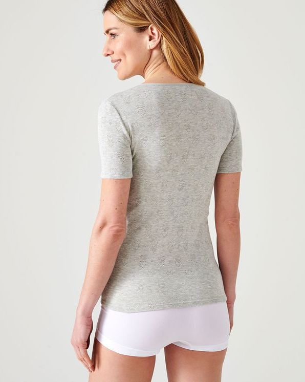 T-shirt manches courtes Fine côte ajourée “cœur” Thermolactyl®