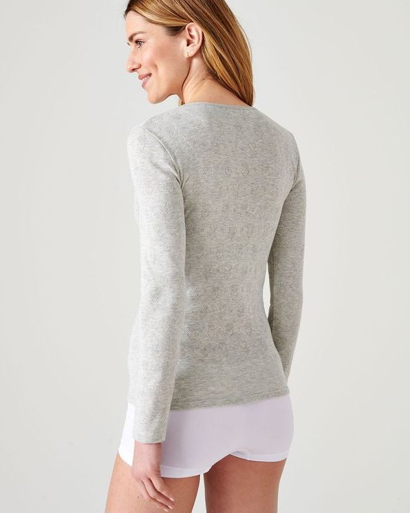 T-shirt manches longues Fine côte ajourée “cœur” Thermolactyl®