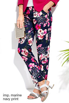 Pantalon droit crêpe fleuri