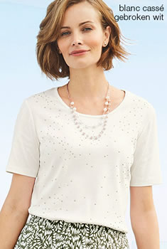 T-shirt pur coton strass et clous fantaisie