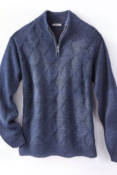 Pull maille fantaisie col montant zippé