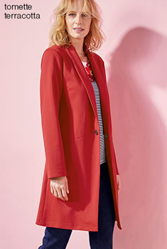 Manteau long maille souple et stretch