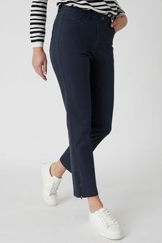 Jean 7/8ème 5 poches coton stretch, bas zippé