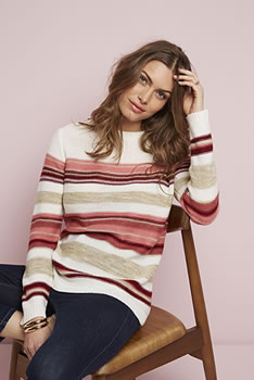 Pull rayé et brillant laine mélangée