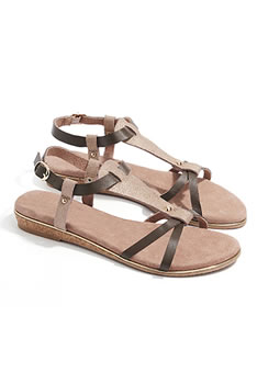 Sandales cuir mouton effet bi-matière