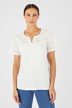 T-shirt broderie anglaise pur coton