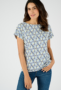 T-shirt flammé imprimé végétal