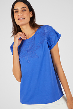T-shirt broderie ton sur ton