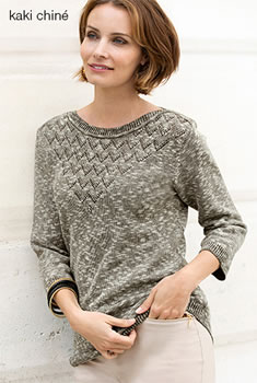 Pull maille ajourée manches 3/4