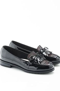 Mocassins bi-matière franges et nœud fantaisie