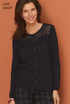 Cardigan dentelle épaules