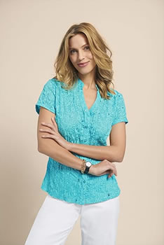 Chemisier tissu dévoré fleurs satinées et sequins