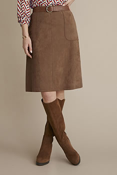 Jupe évasée en suédine stretch