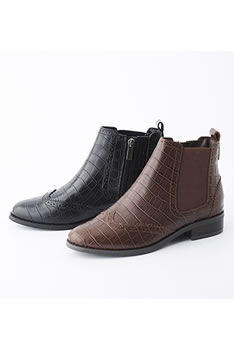 Boots cuir vachette aspect "reptile"