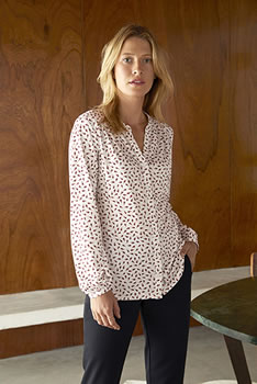 Chemisier maille stretch imprimé feuilles