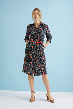 Robe imprimé fleurs crêpe stretch