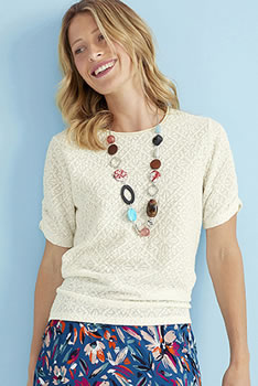 T-shirt jacquard ajouré fantaisie