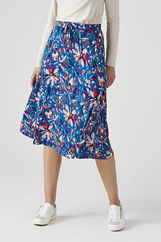 Jupe évasée fluide imprimé fleuri