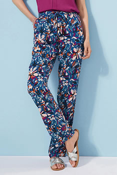 Pantalon droit fluide imprimé fleurs