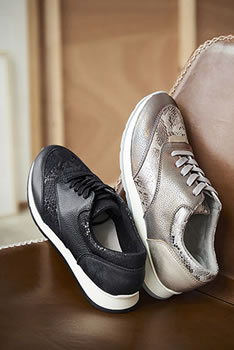 Baskets cuir vachette effet bi-matières Amortyl®