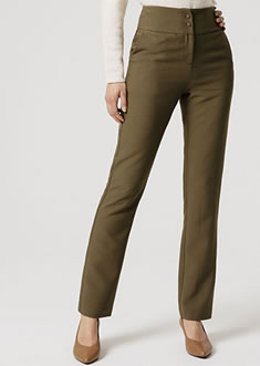 Pantalon taille haute crêpe stretch