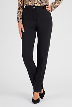 Pantalon maille crêpe stretch liserés côtés