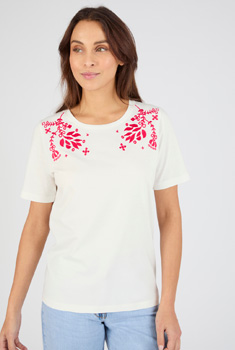 T-shirt brodé pur coton