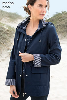 Parka déperlante détails rayés