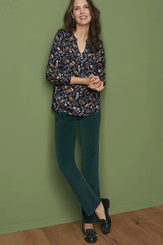 Pantalon droit velours milleraies coton stretch