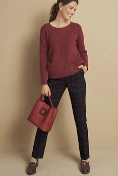 Pantalon à carreaux peu froissable plis marqués